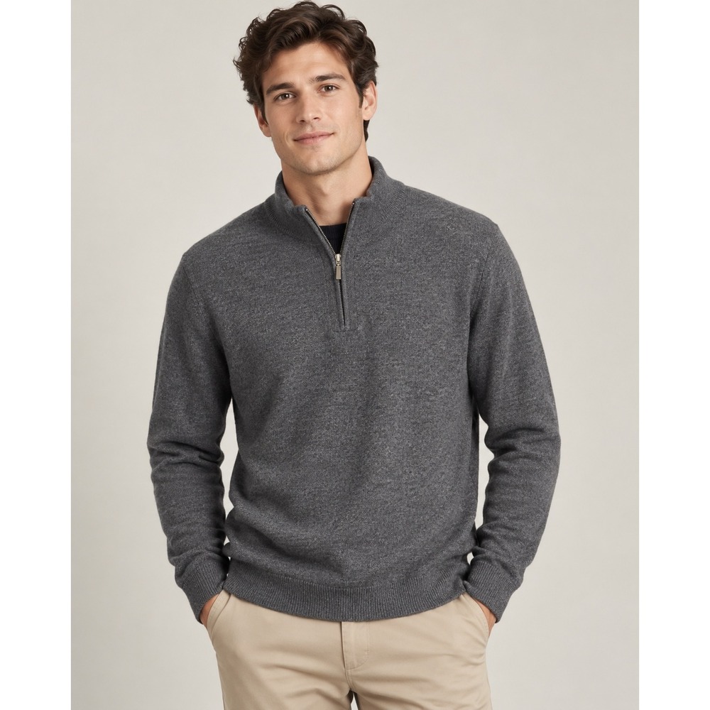 Club Room Mens Merino Wool Blend 1/4 Zip Pullover Sweater Grey Heather X-Large